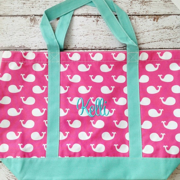 Monogrammed Whale Tote Bag