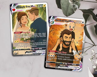 Custom Pokémon-Inspired Couple Keepsake Wedding & Anniversary Photo to Holo Card