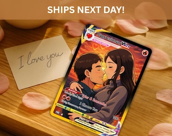 Custom Anniversary Pokémon-Style Metal Card – Personalized Couple Gift