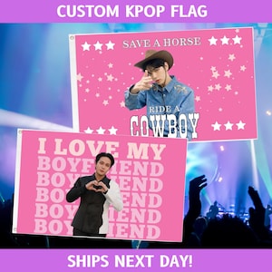 Custom Hot Girls Love Flag, Custom Kpop Flag, Pink Aesthetic Room Decor, Pink Flag, Fan Gift, Concert Flag, 3x5 Flag, Save A Horse Flag Idol