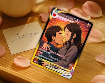 Custom Anniversary Pokémon-Style Metal Card – Personalized Couple Gift