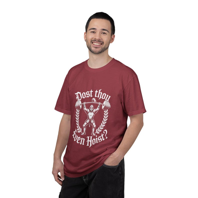 Dost Thou Even Hoist? T-Shirt | Vintage Weightlifter Graphic Tee, Oversized, Mens, Womens