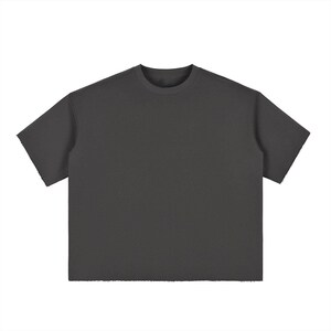 Blank Boxy Half-Sleeve Raw-Edge T-Shirt, Project t-shirt, Boxy Art tee, Muscle Shirt