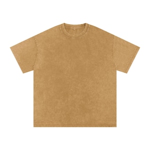 Light Brown Blank Acid Wash Oversize T-Shirt - 250 GSM |Vintage Oversized Acid Wash Tee – Heavyweight 250 GSM Shirt |Unisex Acid Wash T-Shirt