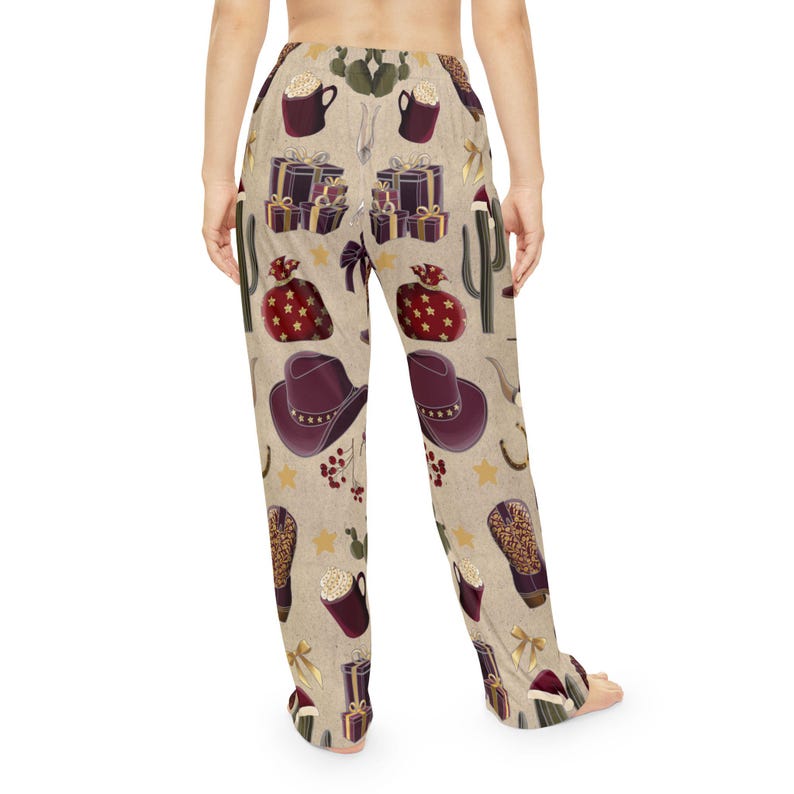 Cowgirl Western Christmas Bow Women's Pajama Pants, Holiday Western Wear, Festive Lounge Bottoms, Christmas Gift for Her, Women's Sleepwear