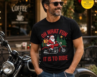 Santa On A Motorcycle Christmas Shirt, Biker Holiday Tee, Funny Rider Gift