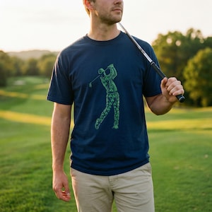 Clover Pattern Golfer T-Shirt | St Patricks Day Shamrock Golf Cotton Shirt