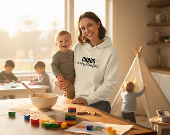 Chaoscoördinator-hoodie, grappig grafisch sweatshirt voor moeder, bloemen Moederdagcadeau