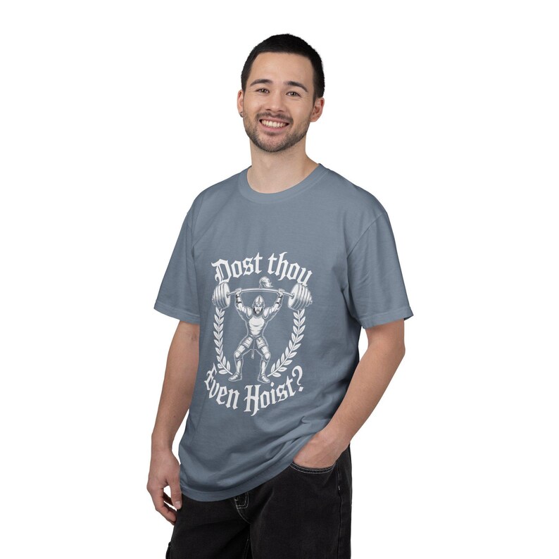 Dost Thou Even Hoist? T-Shirt | Vintage Weightlifter Graphic Tee, Oversized, Mens, Womens