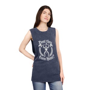 Dost Thou Even Hoist? Stone Wash Tank Top, Vintage Weightlifting Graphic Muscle Shirt, Mens, Womens