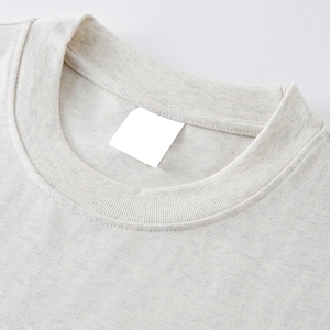 Heavyweight drop shoulder t-shirt size chart with unisex measurements, 425 GSM cotton details, care instructions, and fit guide.