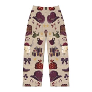 Cowgirl Western Christmas Bow Women's Pajama Pants, Holiday Western Wear, Festive Lounge Bottoms, Christmas Gift for Her, Women's Sleepwear