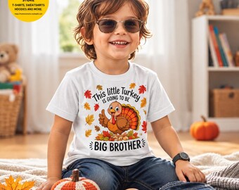 Big Brother Thanksgiving T-Shirt | Türkei Schwangerschaft zeigen, Unisex Kinder Grafik, T-Shirt Spaß lässige Spielkleidung
