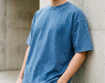 Vintage Acid Wash Oversized T Shirt, Heavyweight 250 GSM Unisex Streetwear Blank