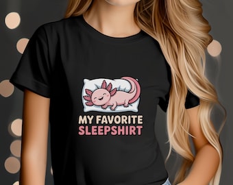 Youth Axolotl Sleepshirt Tee: Kids Cotton Animal Illustration Shirt, Unisex Kids T Shirt, Cute Graphic Playwear, Boys, Girls