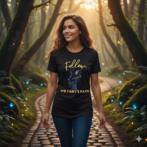Custom Personalized Fairy T-shirt| Gift For Her| Follow the Fairy&#39;s Path Tee|Custom Nymph TShirt|Magical Pixie T-Shirt| Gift For Her