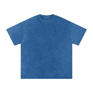 Blue Blank Acid Wash Oversize T-Shirt - 250 GSM |Vintage Oversized Acid Wash Tee – Heavyweight 250 GSM Shirt |Unisex Acid Wash T-Shirt