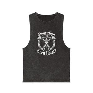 Dost Thou Even Hoist? Stone Wash Tank Top, Vintage Weightlifting Graphic Muscle Shirt, Mens, Womens