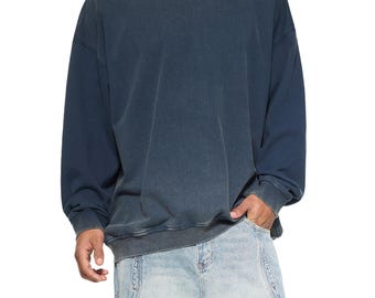 Vintage Washed Oversized Hoodie, Unisex Gradient Fleece Streetwear Pullover