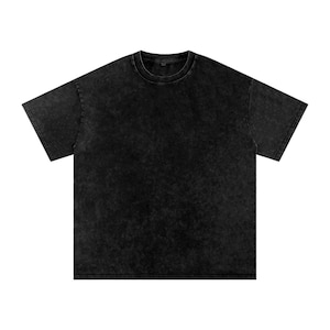 Black Blank Acid Wash Oversize T-Shirt - 250 GSM |Vintage Oversized Acid Wash Tee – Heavyweight 250 GSM Shirt |Unisex Acid Wash T-Shirt