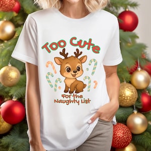Christmas Unisex Garment-Dyed T-shirt, Cute Xmas Tee, Holiday Shirt, Festive Top, Naughty List Design