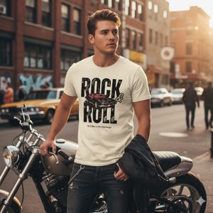 -shirt Rock and Roll | t-shirt graphique vintage Band | Chemise mélomane pour concerts et festivals | T-shirt musique rock rétro | T-shirt à motif guitare