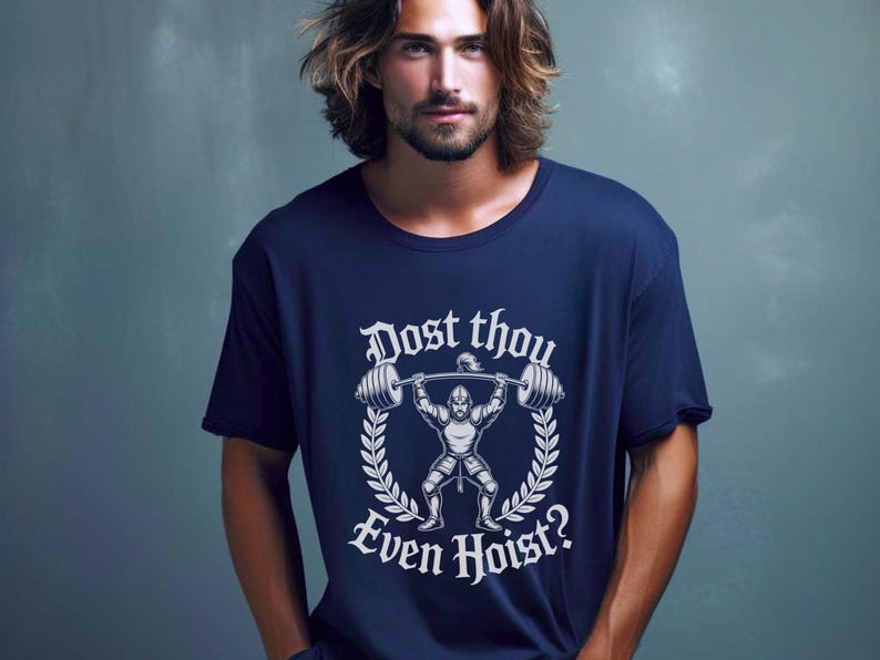 Dost Thou Even Hoist? T-Shirt | Vintage Weightlifter Graphic Tee, Oversized, Mens, Womens