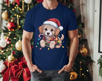 Comfort Colors Weihnachten Labradoodle T-Shirt, Urlaub Hunde-T-Shirt, Minimales Weihnachts-T-Shirt-Design für Ihn