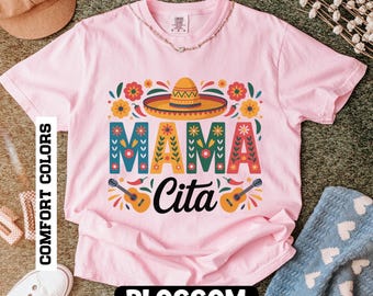 Chemise Mamacita, T-shirt drôle de maman latina, T-shirt floral Sombrero Fiesta, cadeau Mexican Mama
