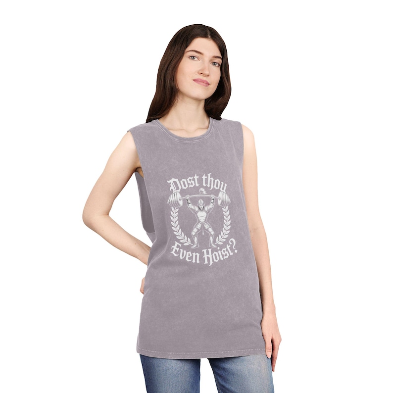Dost Thou Even Hoist? Stone Wash Tank Top, Vintage Weightlifting Graphic Muscle Shirt, Mens, Womens