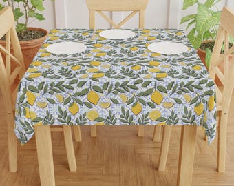 Lemon Print Polyester Tablecloth | Amalfi Kitchen Decor, 55.1x55.1 in