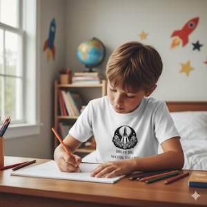 Kids Work Smart Tee, unisex motivational t-shirt with rocket design, balanced ambition and mindset, productivity and goal-oriented style