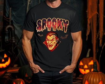 Spooky Vampire Graphic Tee, Gothic Halloween Costume Top, Unisex Halloween T Shirt, Fall Spooky Tee, Vampire Gift Shirt, Halloween Shirt