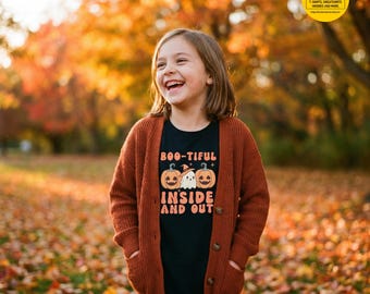 Halloween Kids T-Shirt, Boo-tiful Ghost Pumpkin Costume, Girls Halloween Tee, Halloween Toddler Tee, Boys Halloween Tee, Gift For Kids