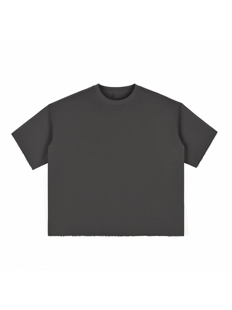 Blank Boxy Half-Sleeve Raw-Edge T-Shirt, Project t-shirt, Boxy Art tee, Muscle Shirt