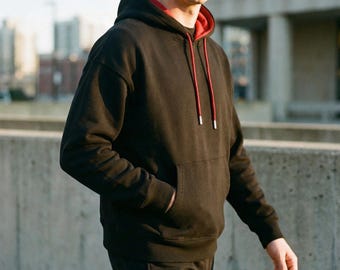 Oversized cropped hoodie uniseks, streetwear-trui, contrasterende hoodie met trekkoord, gezellige sweater van katoenmix, minimalistische hoodie