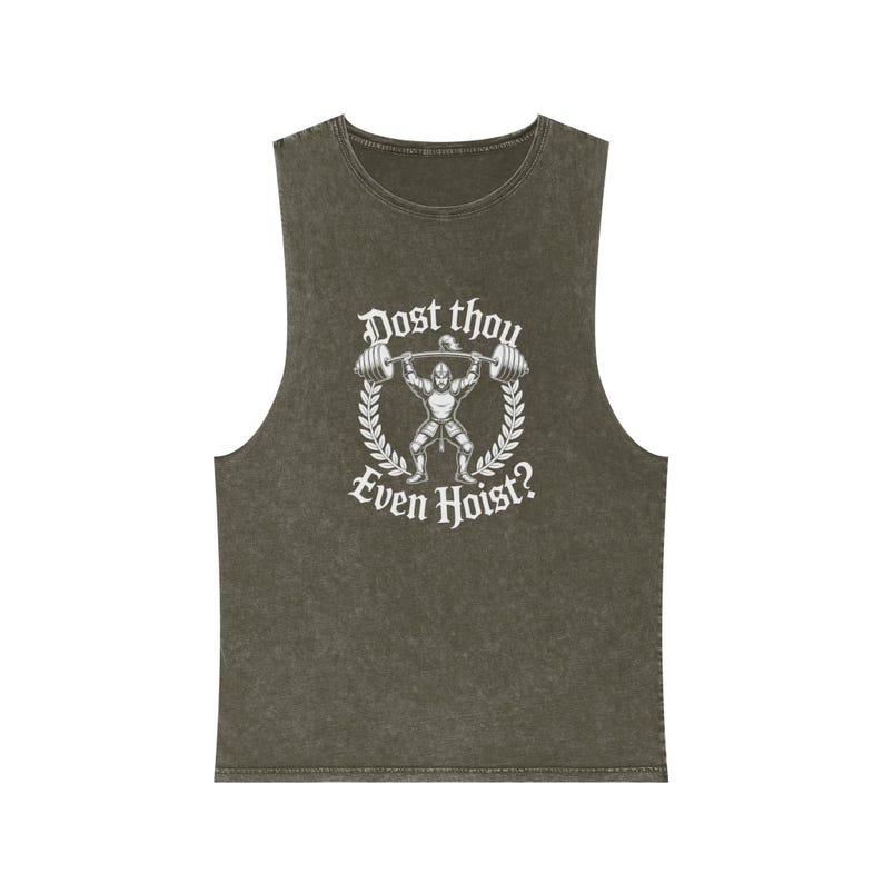Dost Thou Even Hoist? Stone Wash Tank Top, Vintage Weightlifting Graphic Muscle Shirt, Mens, Womens