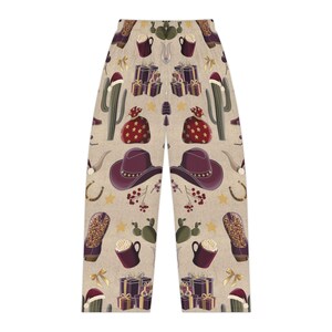 Cowgirl Western Christmas Bow Women's Pajama Pants, Holiday Western Wear, Festive Lounge Bottoms, Christmas Gift for Her, Women's Sleepwear