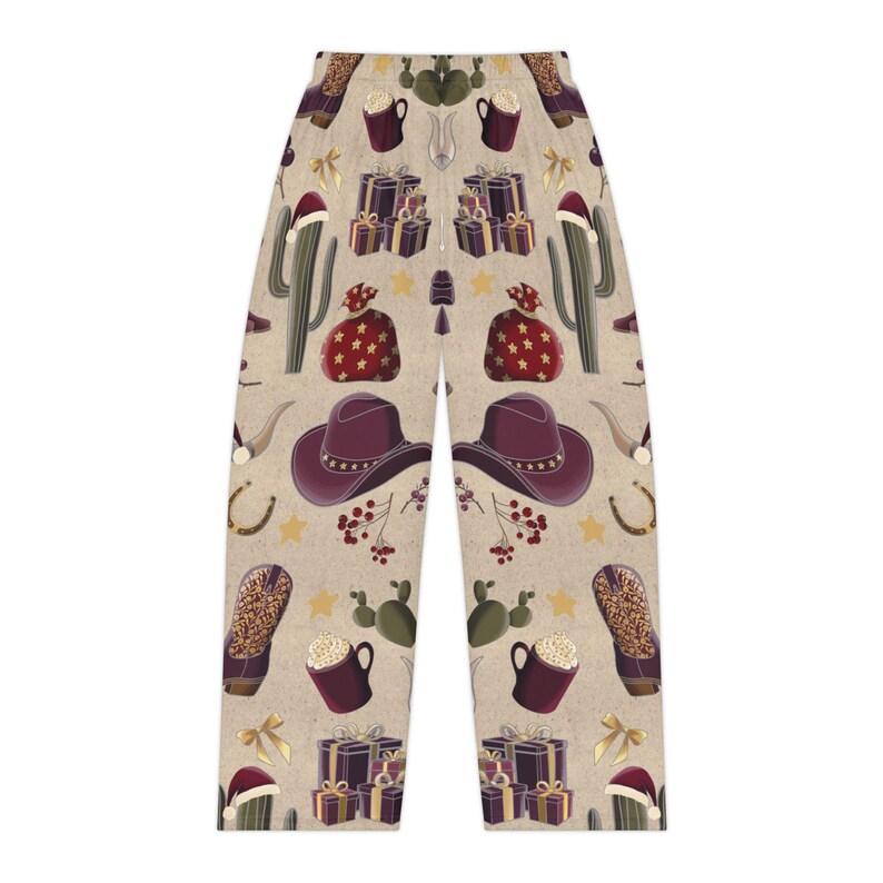 Cowgirl Western Christmas Bow Women's Pajama Pants, Holiday Western Wear, Festive Lounge Bottoms, Christmas Gift for Her, Women's Sleepwear