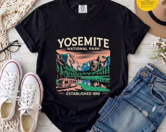 Vintage Yosemite National Park T-Shirt | Retro Graphic Tee, Travel Lifestyle T Shirt, Vacation Tee, Oversized, Womens, Mens, Comfort Colors