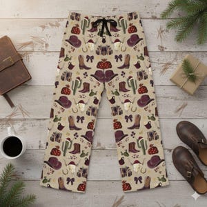 Cowboy Christmas Men's Pajama Pants | Western Style Sleepwear with Cowboy Motifs, Lounge Bottoms, Holiday Pajamas for Men