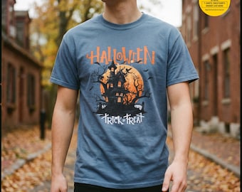Custom Haunted House Halloween Tee | Spooky Season Unisex Shirt, Unisex Halloween Shirt, Spooky Fall Tee, Spooky Fall Shirt, Halloween Tee