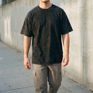 Custom Acid Wash Oversized T-shirt, gepersonaliseerd 250 GSM zwaar unisex T-shirt
