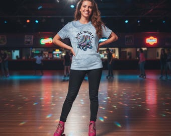 Roll With It Roller Skate T-Shirt - Retro 80s Style Tee