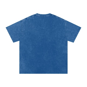 Blue Blank Acid Wash Oversize T-Shirt - 250 GSM |Vintage Oversized Acid Wash Tee – Heavyweight 250 GSM Shirt |Unisex Acid Wash T-Shirt
