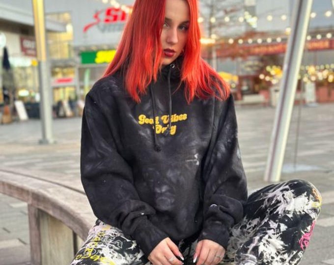 Featured listing image: Good Vibes Only Tie Dye Hoodie| Embroidered Unisex Pullover| Boho Jumper| Embroidered Tie Dye Sweatshirt| Custom Hoodie Jumper| Gift for Her