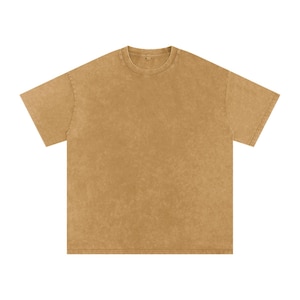 Brown Blank Acid Wash Oversize T-Shirt - 250 GSM |Vintage Oversized Acid Wash Tee – Heavyweight 250 GSM Shirt |Unisex Acid Wash T-Shirt