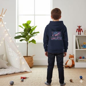 Void Walker Galaxy Youth Hoodie, Cosmic Pullover, Kids Casual T Shirt, Unisex Cute Graphic Tee