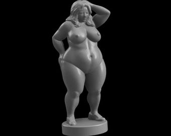 Estatua de mujer gordita desnuda - Imprimible en 3D