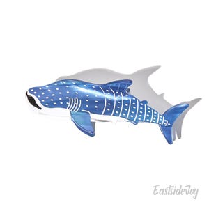 Adorable Whale Shark Hair Claw Clip - Medium Size, Half-up or Up-do, Beach Hair Accessory, Blue Cellulose Acetate, Back to School
